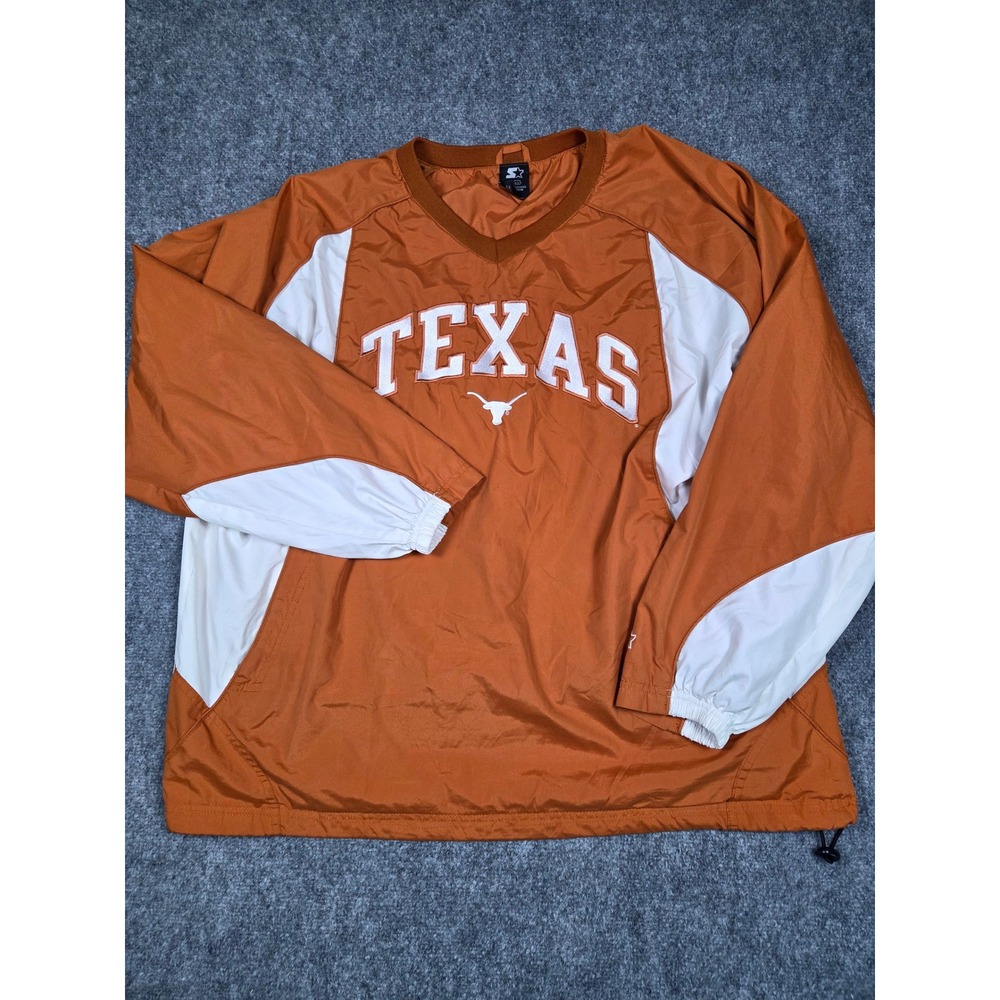 Starter Windbreaker Pullover Mens XL Orange Texas Longhorns V-Neck Jacket
